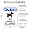 Signmission No Animals Allowed, 12 in W x Rectangle, Aluminum OS-2PACK-NS-A-1218-V-14375 - alternate 3